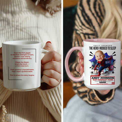 Personalized Baby Spiderman Mug – Custom Superhero Gift for Mom | Add Baby Photo, Name & Message